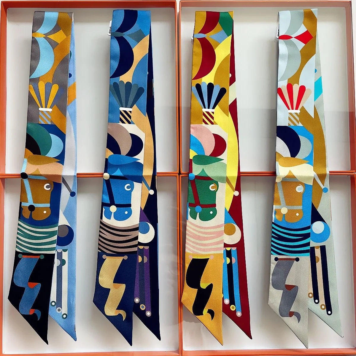 Colorful Horse Print Scarf Long Strip Ribbon Korean Style Multi-use Women Accessories Hair Bandana Bag Wrap Neckwear New Arrival