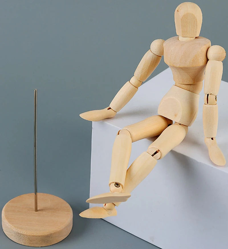 Wooden Hand Man Wood Drawing Mannequin Rotatable Modle Artist Movable Limbs Human Male Miniatures Figurines Decoration Crafts