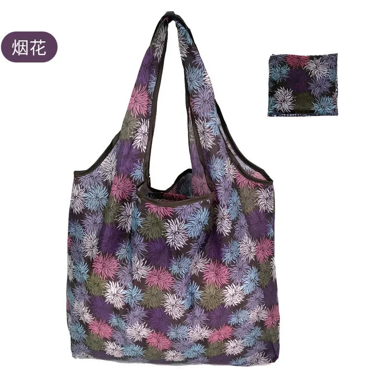Large Foldable Reusable Eco Bag - Shoulder Shopping Tote Pouch for Grocery, Beach Toy Storage, Eco-friendly Package