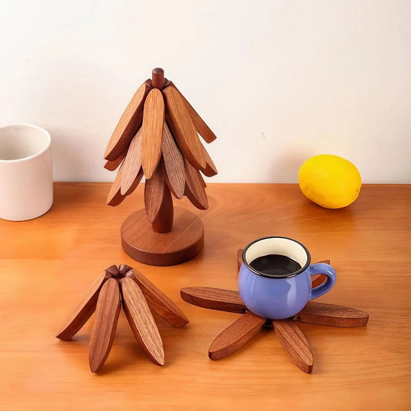 Tree Design Stand Bamboo Wooden Trivets Decorative Anti Scald Heat Resistant Table Mat Coaster Wood   Placemats Pot