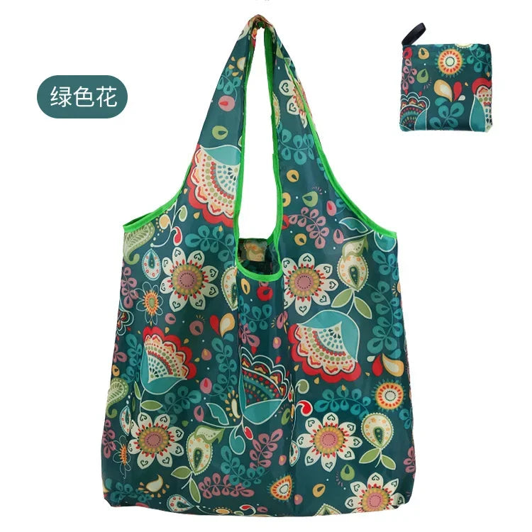 Large Foldable Reusable Eco Bag - Shoulder Shopping Tote Pouch for Grocery, Beach Toy Storage, Eco-friendly Package