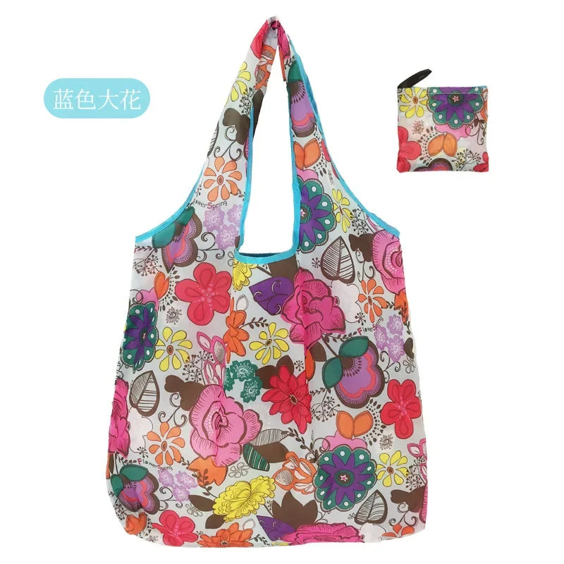 Large Foldable Reusable Eco Bag - Shoulder Shopping Tote Pouch for Grocery, Beach Toy Storage, Eco-friendly Package