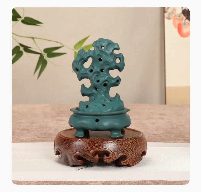 Chinese Solid Wood round Base Display Stand for Fish Tank Porcelain Teapots Buddha Figurines Valuable Craft Showcase