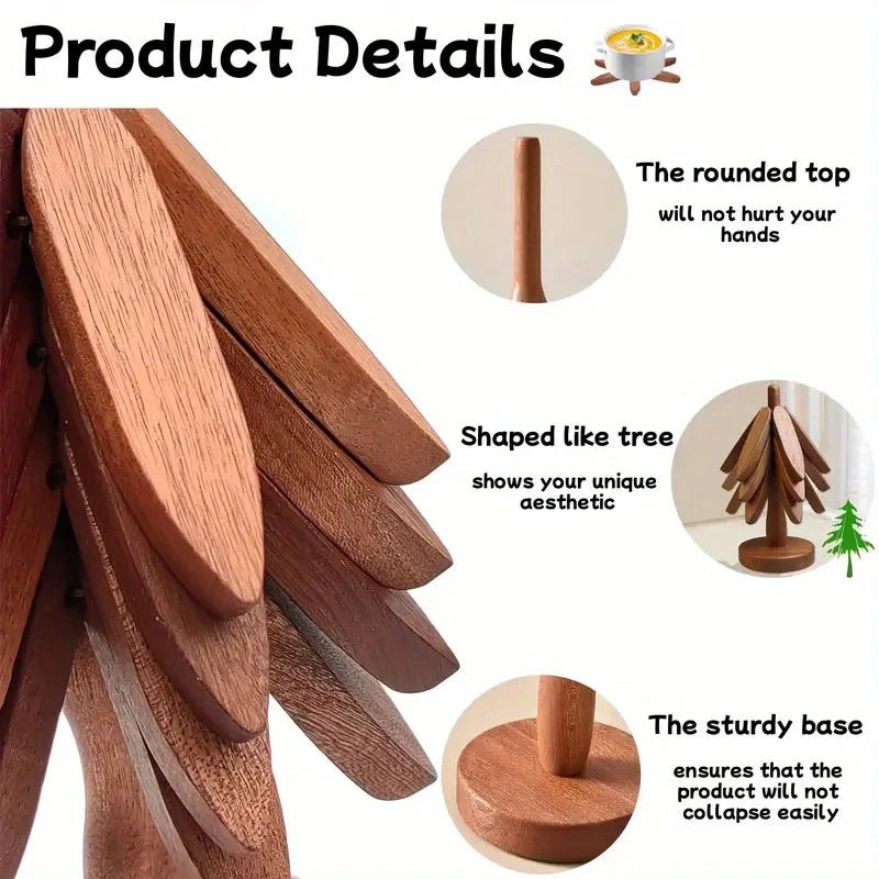 Tree Design Stand Bamboo Wooden Trivets Decorative Anti Scald Heat Resistant Table Mat Coaster Wood   Placemats Pot