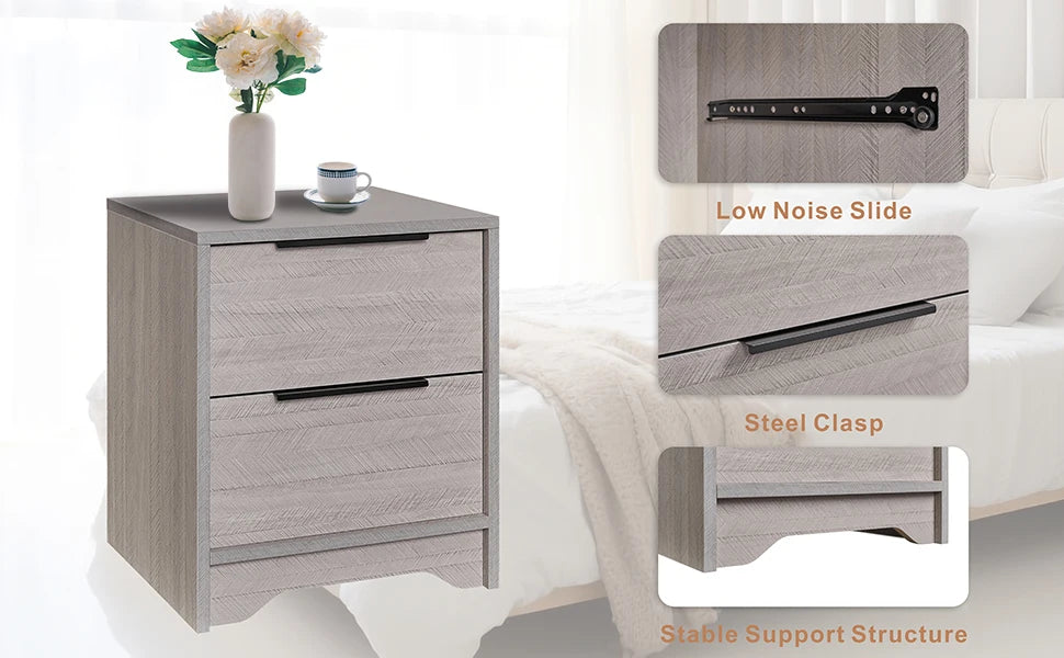 Wooden Board US-Oversea Stock Bedside Table Chest Customized Size Home Office Nightstand 2 Drawers Wooden Cabinet