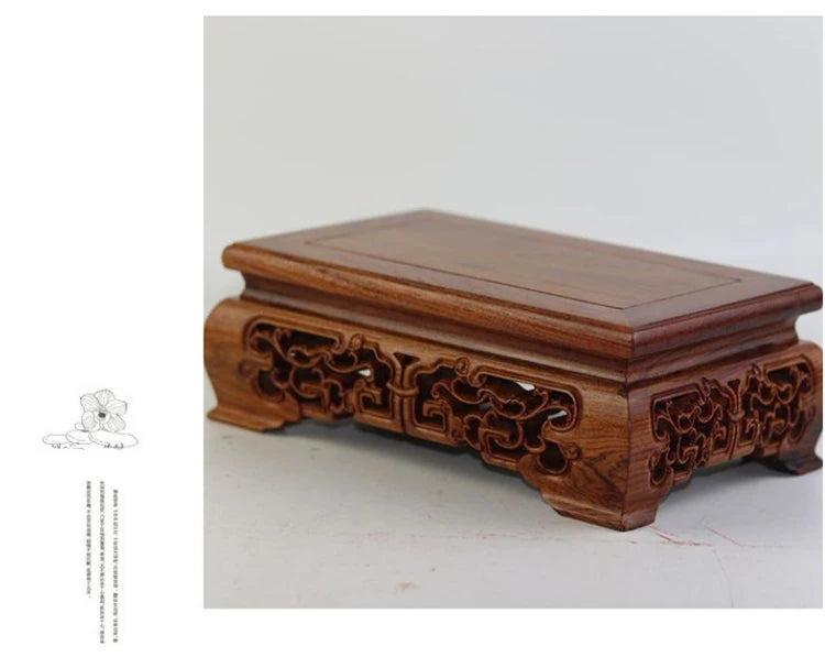 Top Wooden Pedestal Display Stand Coffee Tea Sets Miniature Base for Figurines Vases Flower Pots Incense Burner Home Decor
