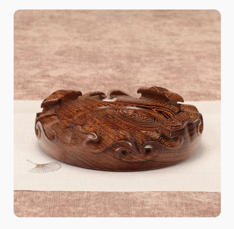 Chinese Solid Wood round Base Display Stand for Fish Tank Porcelain Teapots Buddha Figurines Valuable Craft Showcase