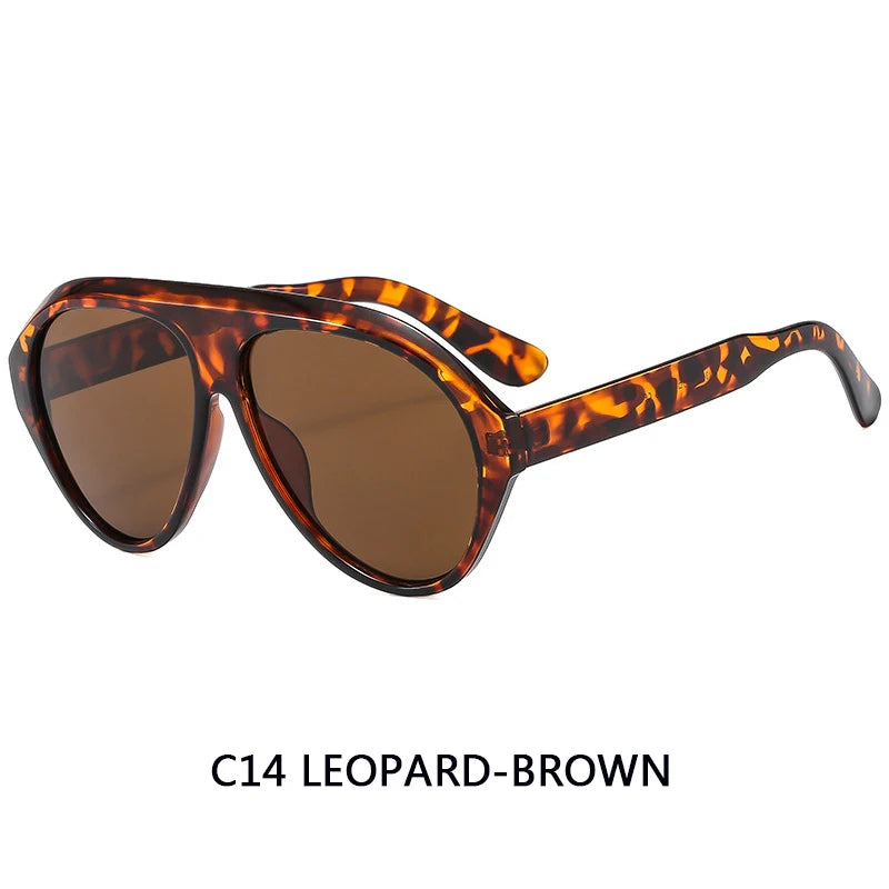 Large Frame Pilot Sunglasses Unisex Oversize Fashion Brown Sunglasses Brand Design Winter Eyewear