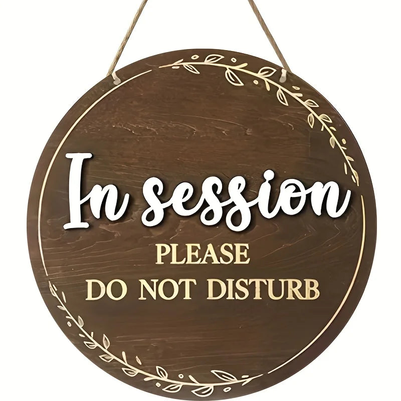 In Session - Please Do Not Disturb | Wooden Door Sign for Therapists and Massage Relax Offices - "Welcome, Knock" Design with Go