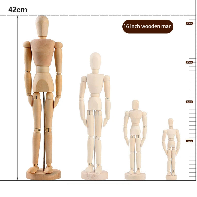 Wooden Hand Man Wood Drawing Mannequin Rotatable Modle Artist Movable Limbs Human Male Miniatures Figurines Decoration Crafts