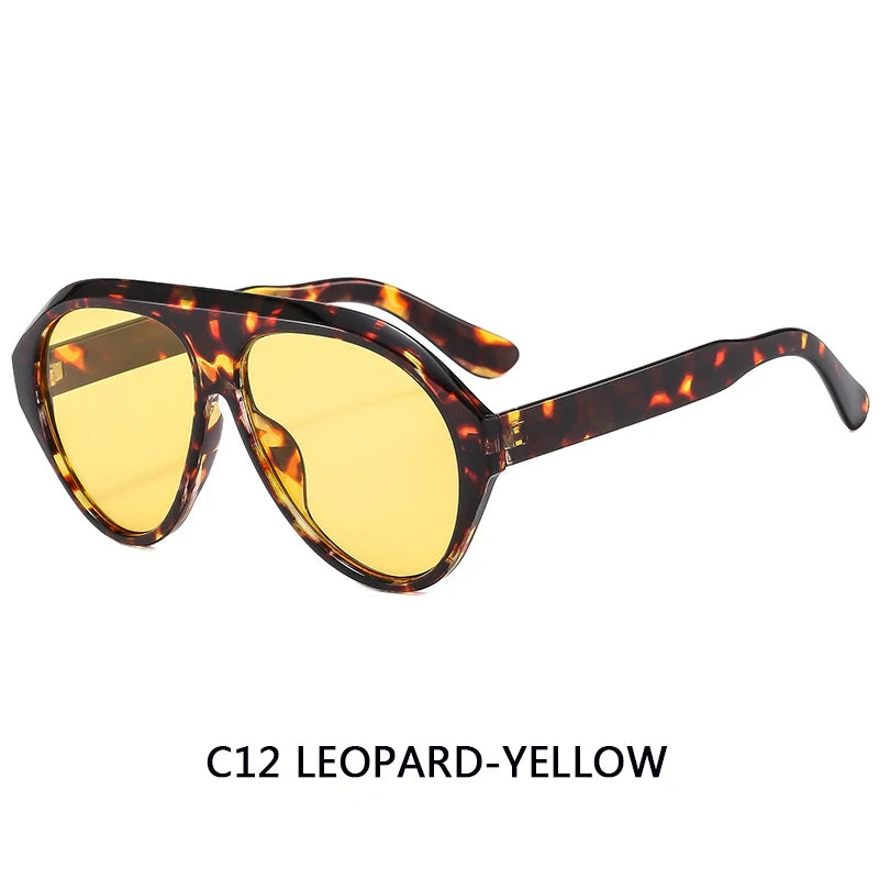 Large Frame Pilot Sunglasses Unisex Oversize Fashion Brown Sunglasses Brand Design Winter Eyewear