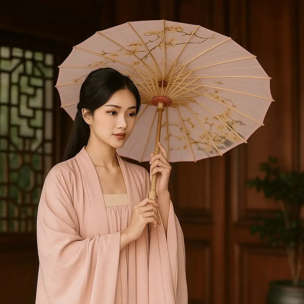 Bamboo Oil Paper Umbrella Chinese Style Handmade Hanfu Umbrella Rainproof Classical Ancient Dance Umbrella Photograph Prop