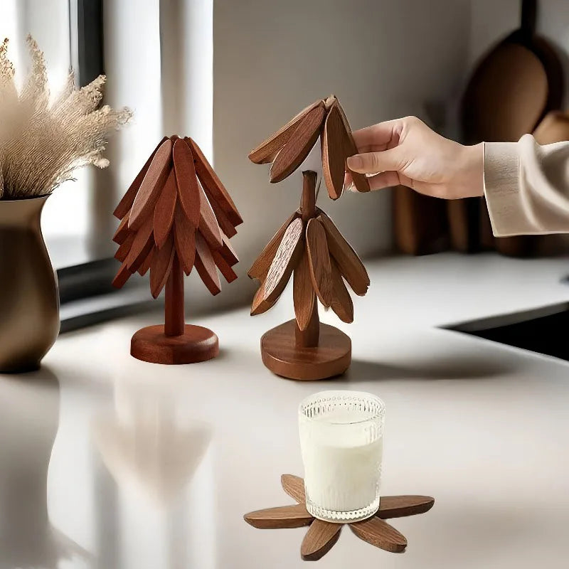 Tree Design Stand Bamboo Wooden Trivets Decorative Anti Scald Heat Resistant Table Mat Coaster Wood   Placemats Pot