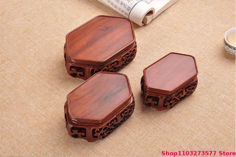 Natural Solid Wood Display Stand for Incense Burner Sculpture Figurine Handicraft Home Decor Display Base Vase Holder