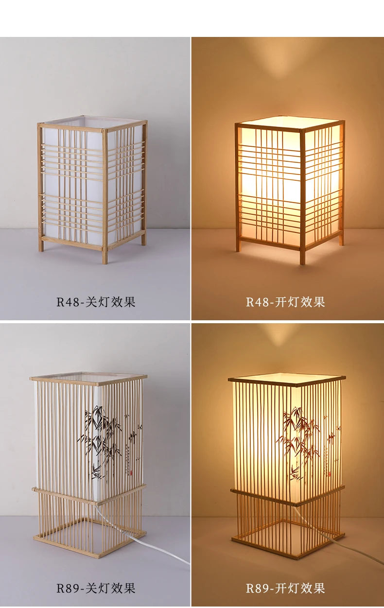 Bamboo Woven ProductsSimple Bedroom Study Table Lamp Bedside Table Lamp Bamboo art Warm Decoration Desktop Japanese Table Lamp