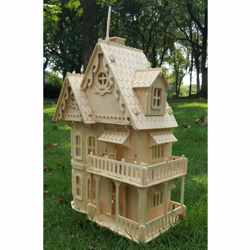 Wood Miniature Dollhouse DIY Doll House Assembled Educational Pretend Play Toys Mini 3D Stereo Puzzle House For Children Girls
