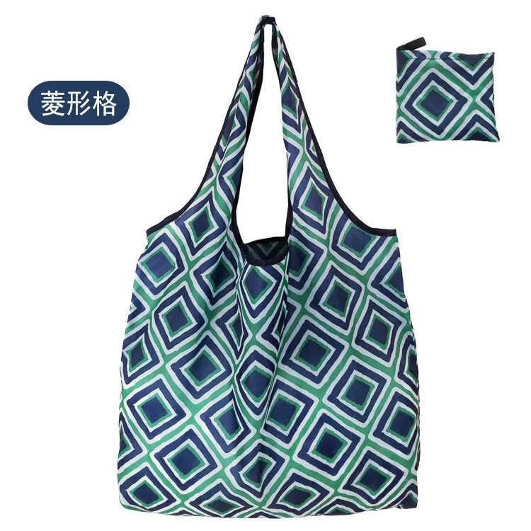 Large Foldable Reusable Eco Bag - Shoulder Shopping Tote Pouch for Grocery, Beach Toy Storage, Eco-friendly Package