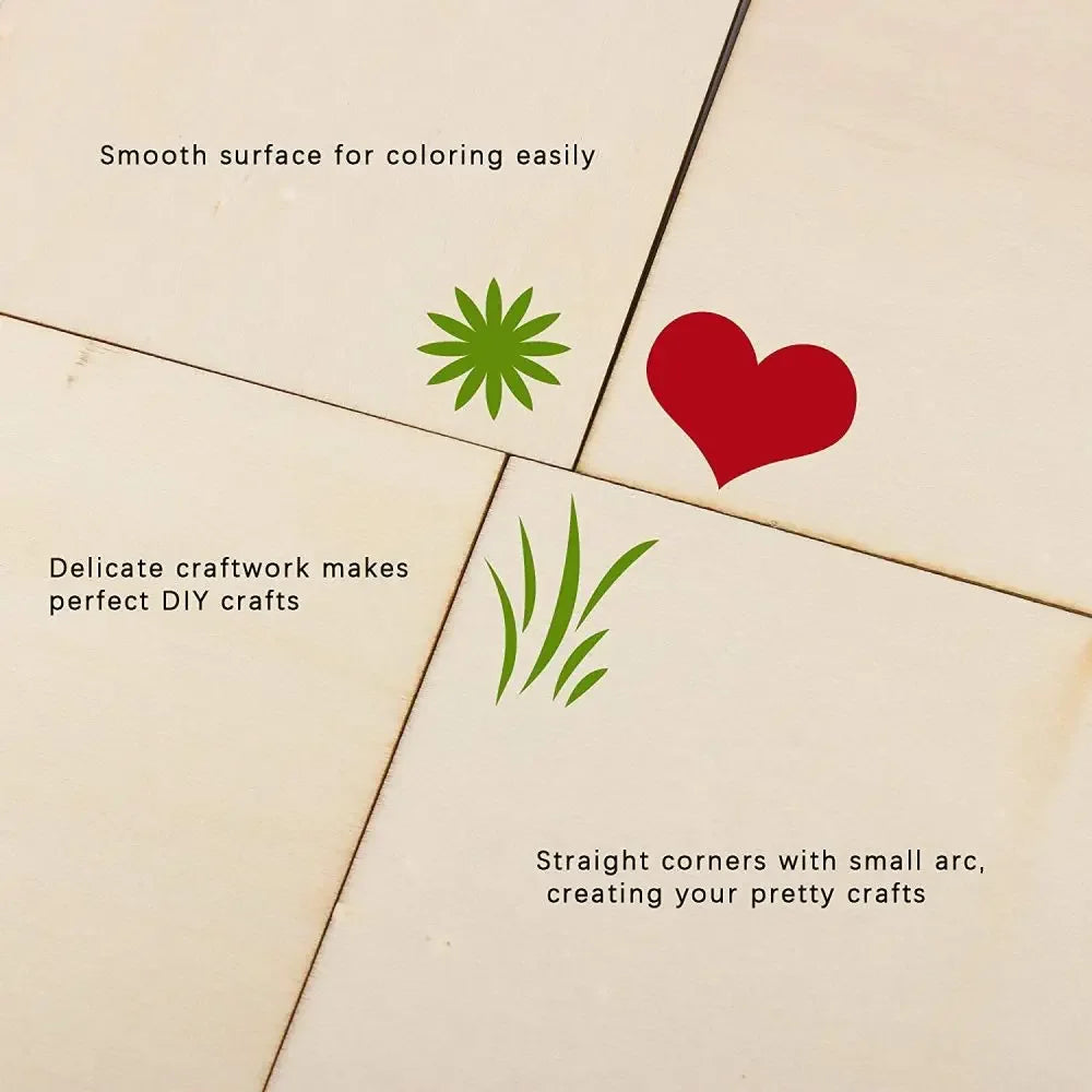 5/10Pcs Wood Square Blank Wood Sheet for Crafts Thin Unfinished Wood Squares for Wood Burning Painting Staining Wood Engrav