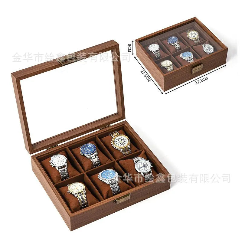 wooden watch storage and display box made of black walnut wood, multi-functional case for collecting watches, jewelry