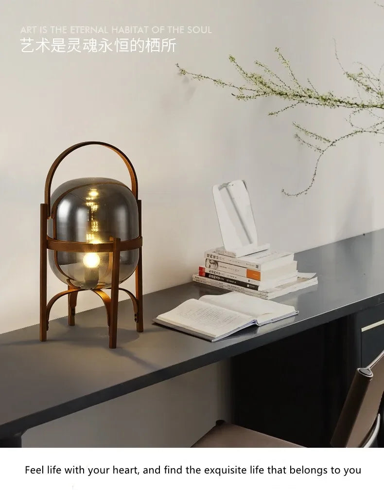 Wood Led Table Lamp Minimalist Glass Lampshade Study Bedroom Bedside Lamp Living Room Reading Home Deco Standing Lamp
