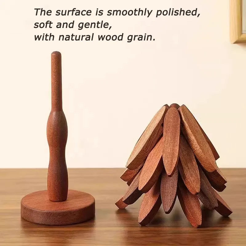 Tree Design Stand Bamboo Wooden Trivets Decorative Anti Scald Heat Resistant Table Mat Coaster Wood Placemats Pot