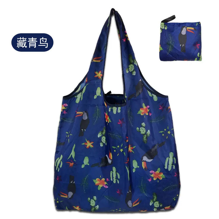 Large Foldable Reusable Eco Bag - Shoulder Shopping Tote Pouch for Grocery, Beach Toy Storage, Eco-friendly Package