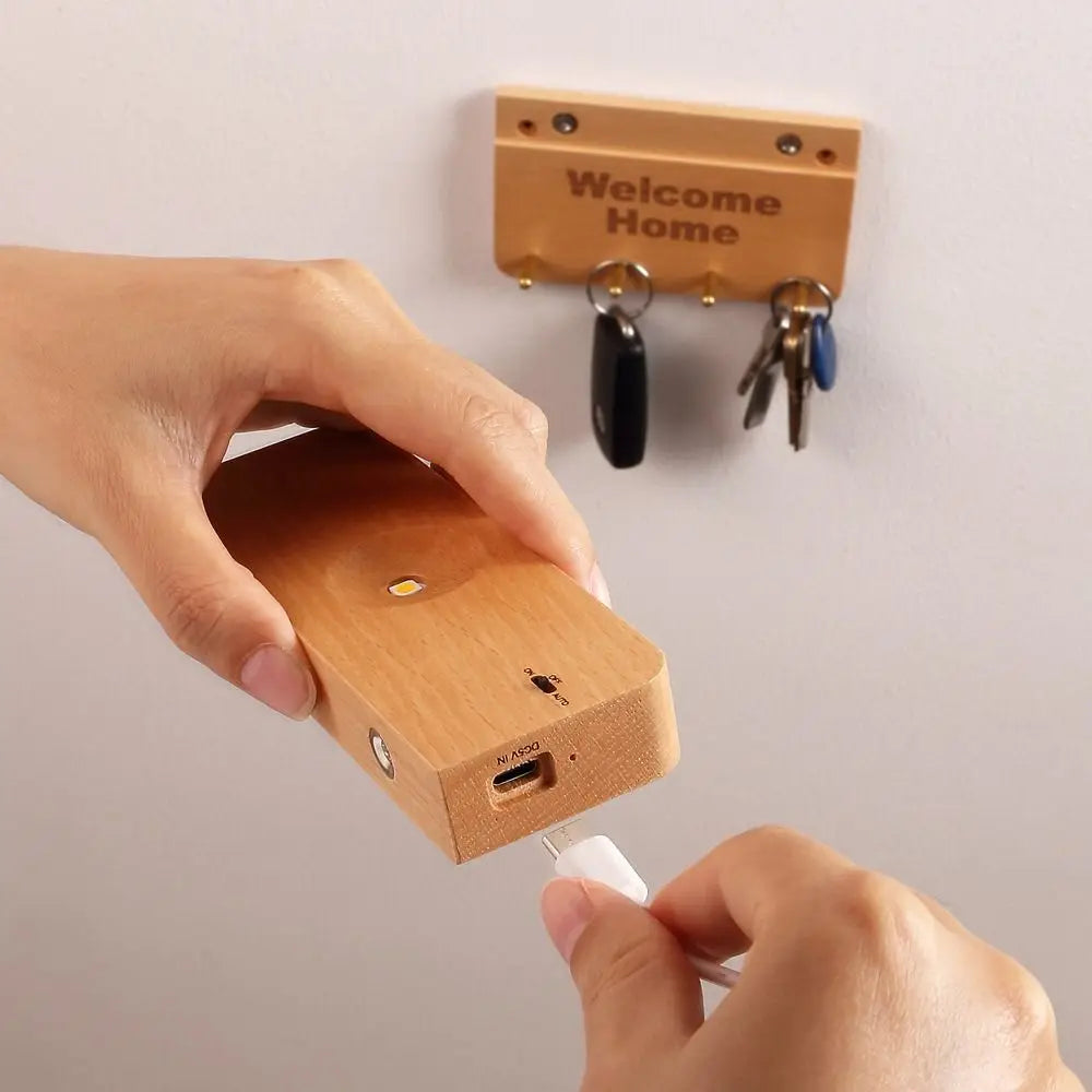 Wooden Material Motion Sensor Wall Light Sensitive Motion Detection Natural Wood Finish Night Lamp Battery Operated