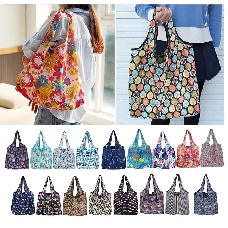 Large Foldable Reusable Eco Bag - Shoulder Shopping Tote Pouch for Grocery, Beach Toy Storage, Eco-friendly Package
