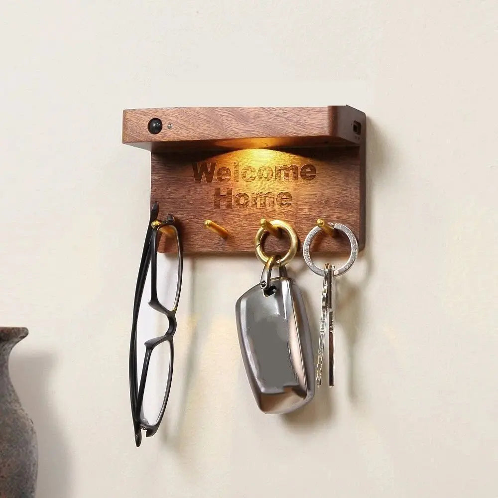 Wooden Material Motion Sensor Wall Light Sensitive Motion Detection Natural Wood Finish Night Lamp Battery Operated
