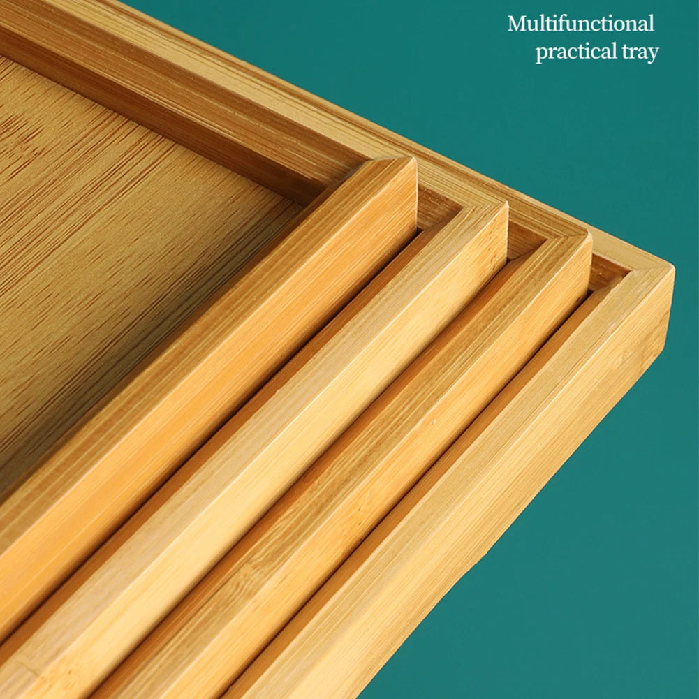 Bamboos Wood Rectangular Tea Tray Solid Wooden  Tray Tea Cups Trays Stand Tray For Kitchen Party Tea Bar Storage Tray Tableware