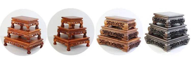 Top Wooden Pedestal Display Stand Coffee Tea Sets Miniature Base for Figurines Vases Flower Pots Incense Burner Home Decor