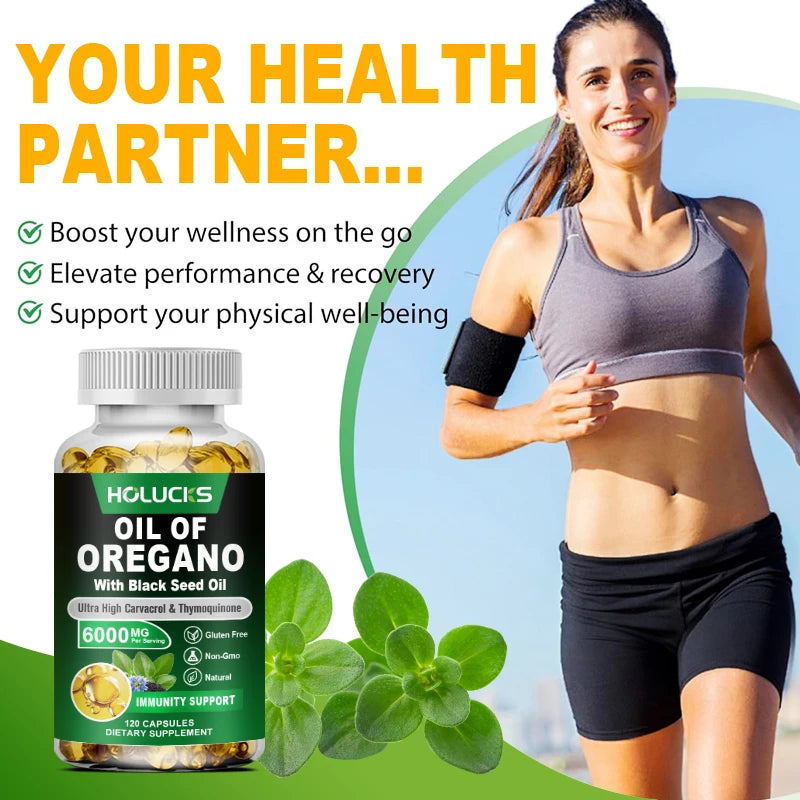 Organic Oil of Oregano Supplement, Promote Digestion, Enhance Vitality & Energy, Support Immune, Antioxidant, for Overall Health