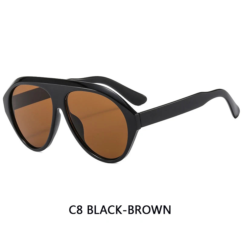 Large Frame Pilot Sunglasses Unisex Oversize Fashion Brown Sunglasses Brand Design Winter Eyewear