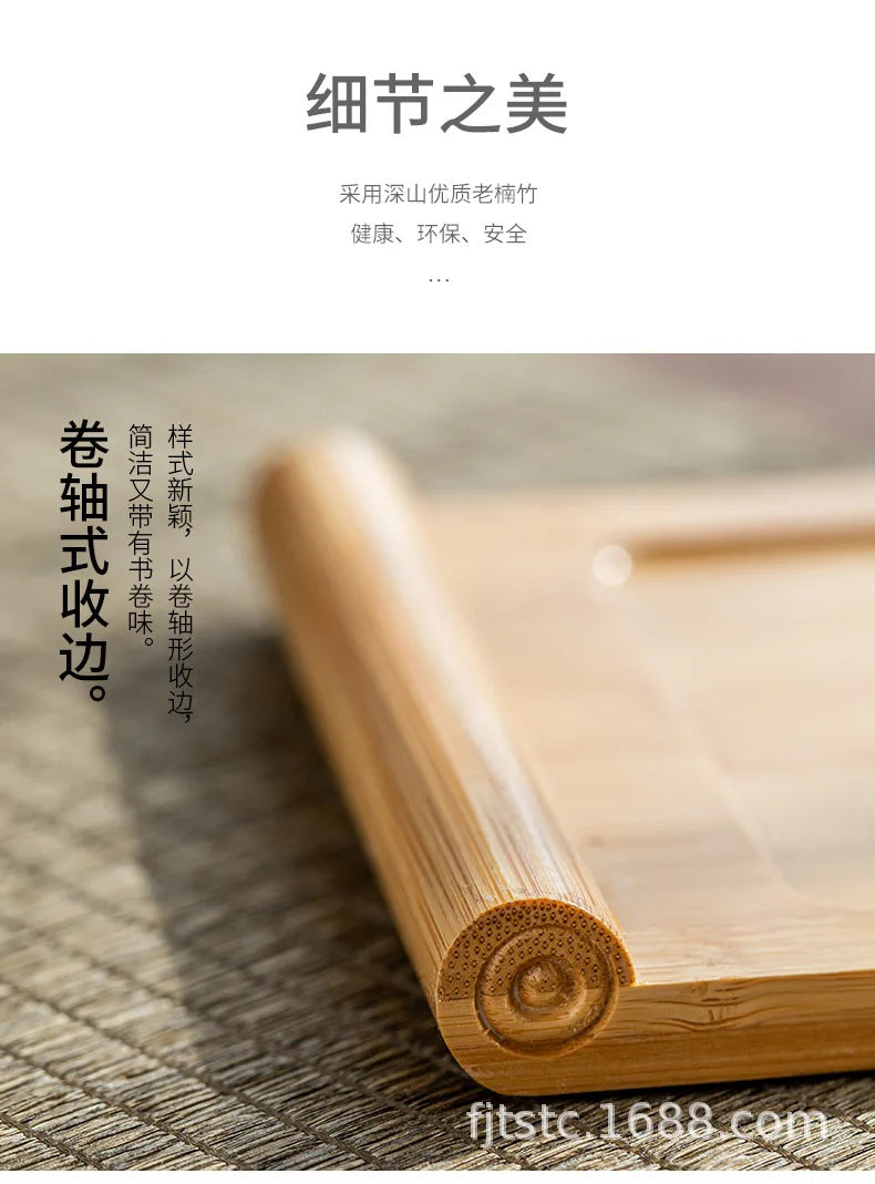 Bamboo tray rectangular Japanese bamboo wood home tea tray wooden bread barbecue tray hotel restaurant snack tray