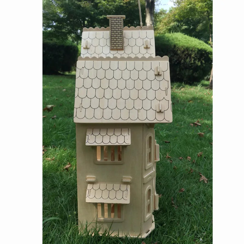 Wood Miniature Dollhouse DIY Doll House Assembled Educational Pretend Play Toys Mini 3D Stereo Puzzle House For Children Girls