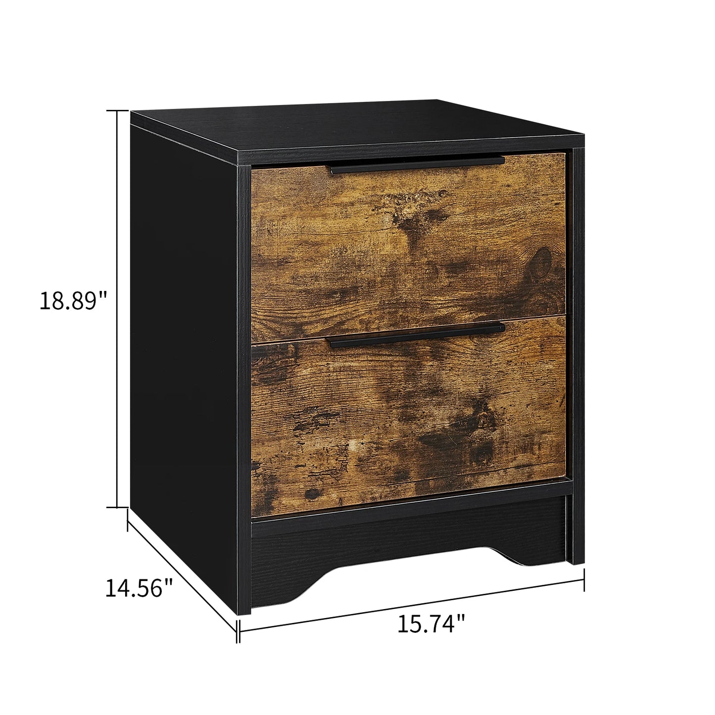 Wooden Board US-Oversea Stock Bedside Table Chest Customized Size Home Office Nightstand 2 Drawers Wooden Cabinet