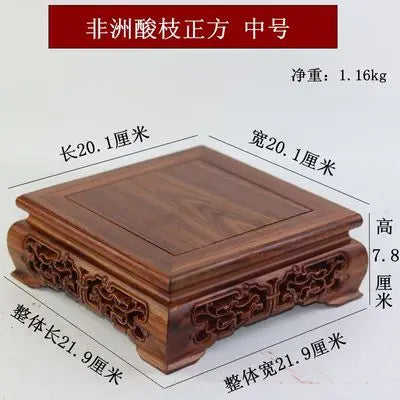 Top Wooden Pedestal Display Stand Coffee Tea Sets Miniature Base for Figurines Vases Flower Pots Incense Burner Home Decor