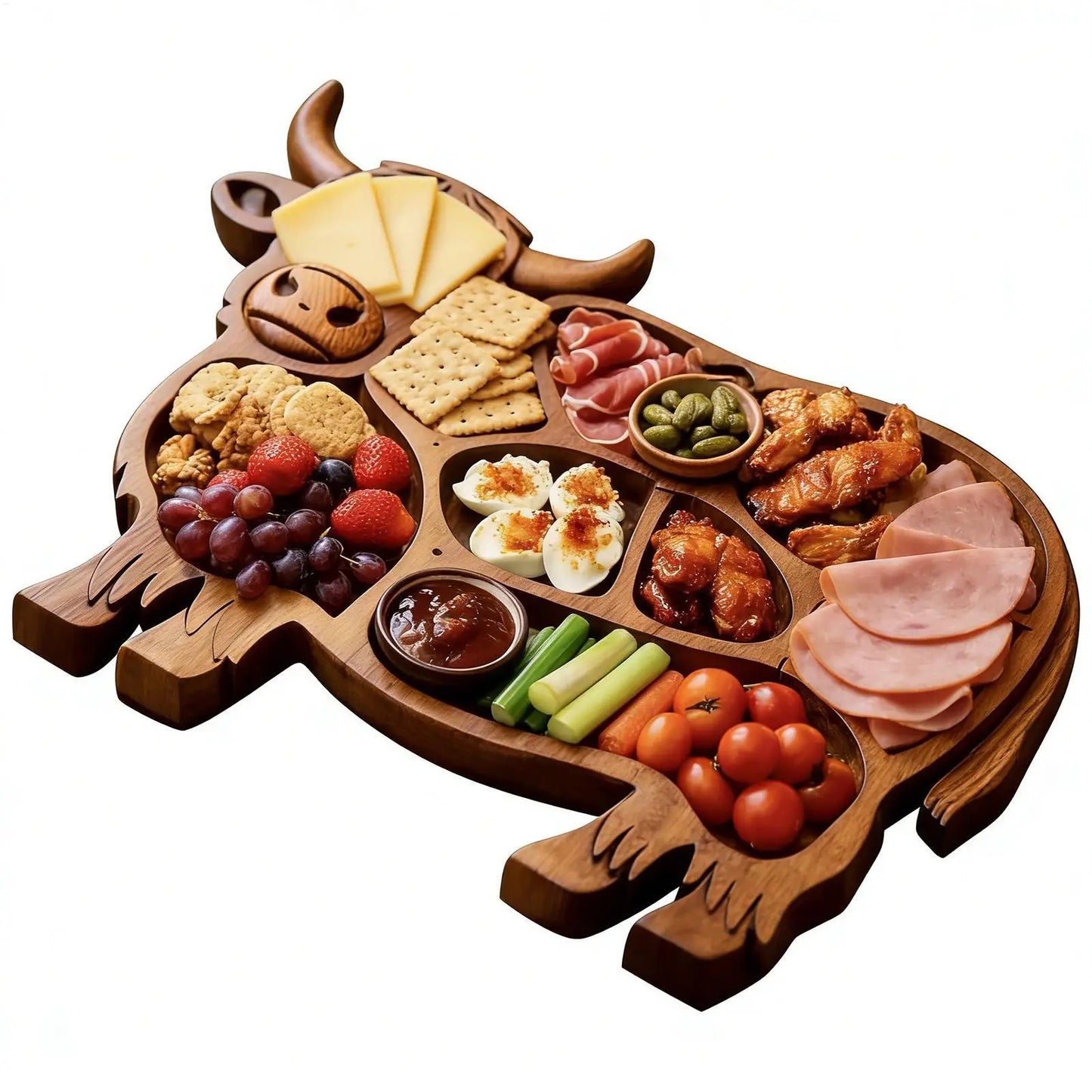 Wood Charcuterie Board Natural Wood Serving Board Highland Cow Wooden Charcuterie Board Rustic Farmhouse Serving Tray
