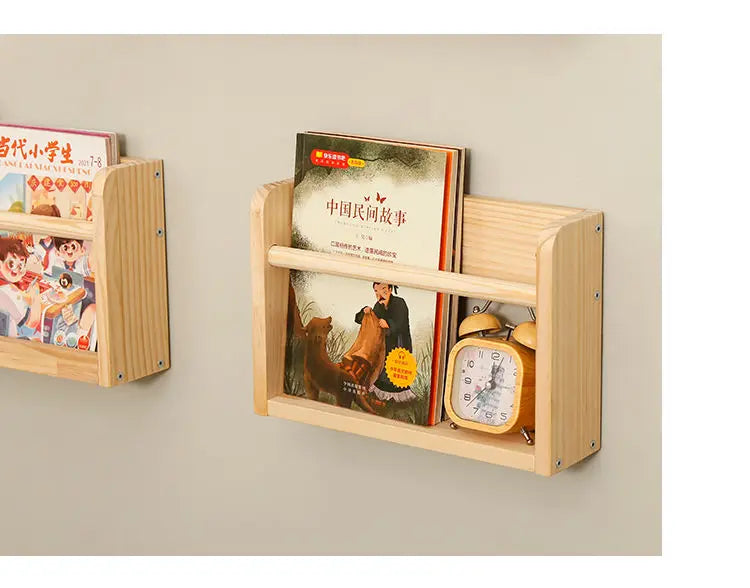 Wood Nursery Book Shelf Wall Mounted,Floating Bookshelf for Kids Room,Toys and Books Storage Organizer Bookshelves for Bedroom