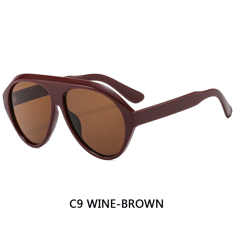 Large Frame Pilot Sunglasses Unisex Oversize Fashion Brown Sunglasses Brand Design Winter Eyewear