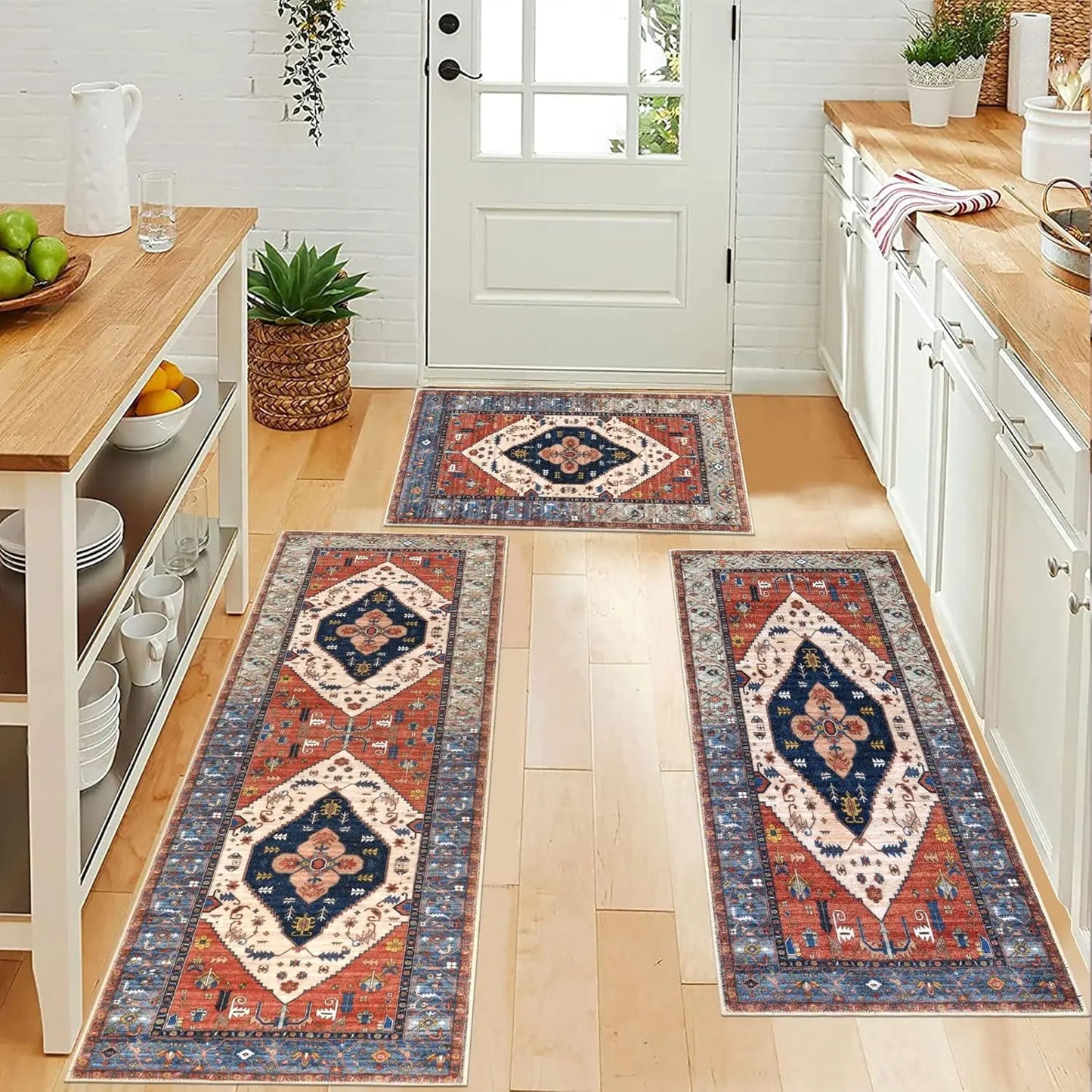 VIKAMA Retro Luxury Kitchen And Bathroom Entry Door Carpet, Living Room Sofa, Coffee Table Mat, Anti-Slip Home Decoration