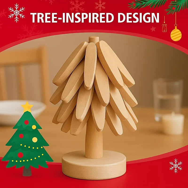 Tree Design Stand Bamboo Wooden Trivets Decorative Anti Scald Heat Resistant Table Mat Coaster Wood   Placemats Pot