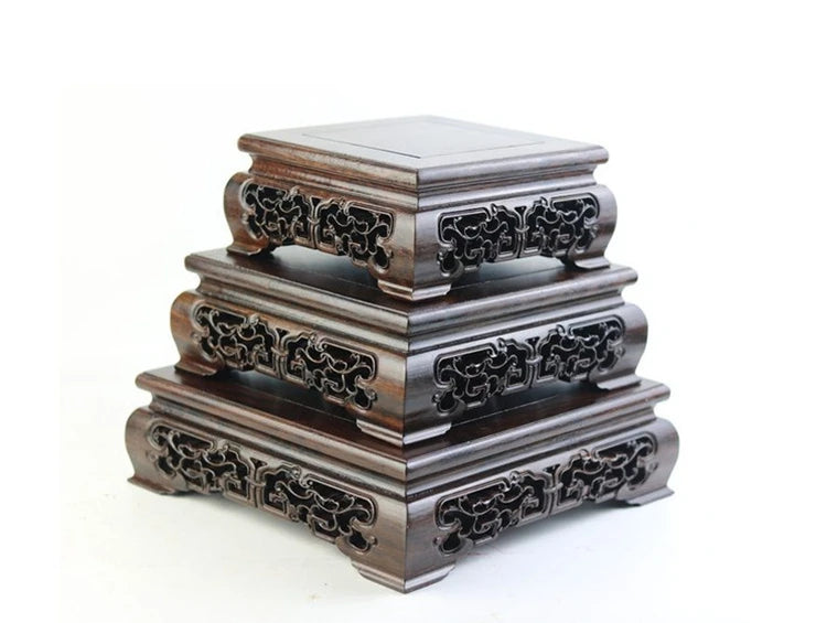 Top Wooden Pedestal Display Stand Coffee Tea Sets Miniature Base for Figurines Vases Flower Pots Incense Burner Home Decor