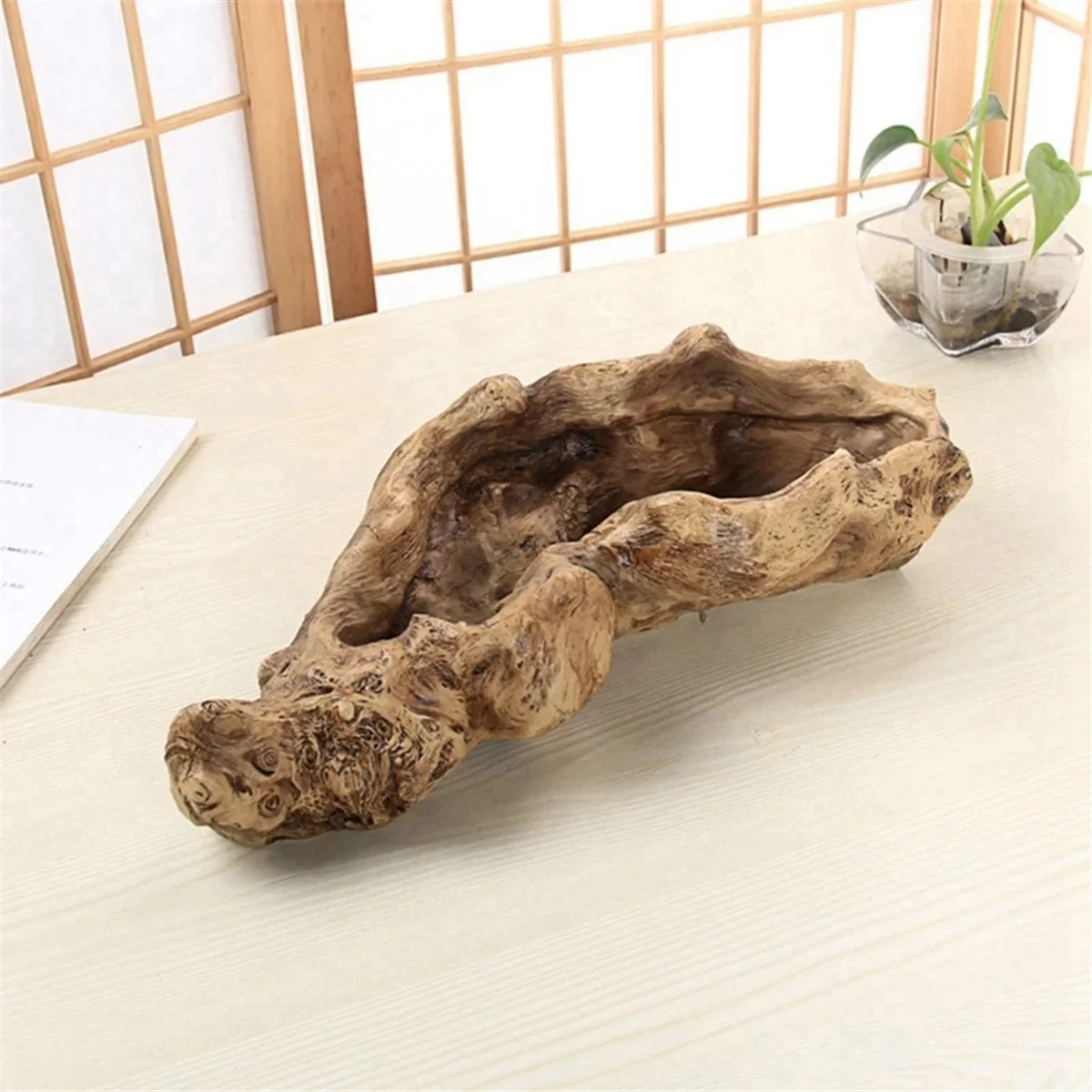 Wooden ornamentsPastoral Retro Landscape Flower Pot Resin Tree Stump Planter Artificial Driftwood Sculpture Rustic Succulent