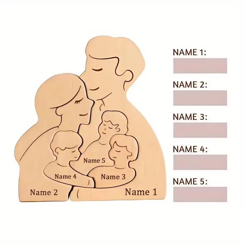 Wooden Family Puzzle Personalized Puzzles 2-5Names Birthday Anniversary Wedding Gifts for Women Men Customized Home Decor