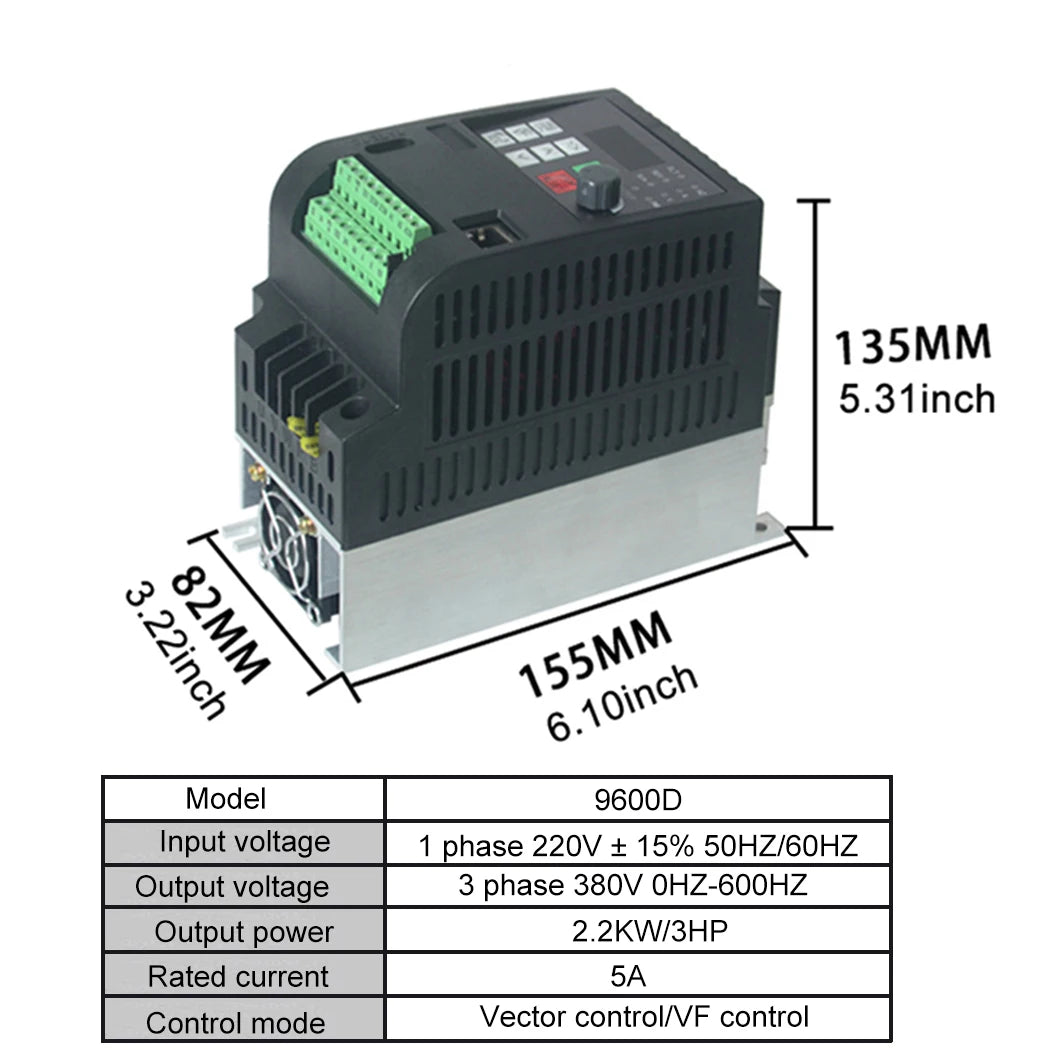 Ecogoo 2.2KW/4KW/5.5KW/7.5KW/11KW 220V single-phase input to 380V three-phase output variable frequency inverter