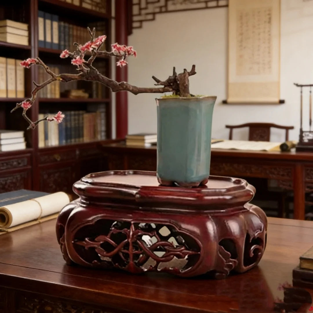 Natural Solid Wood Display Stand for Incense Burner Sculpture Figurine Handicraft Home Decor Display Base Vase Holder