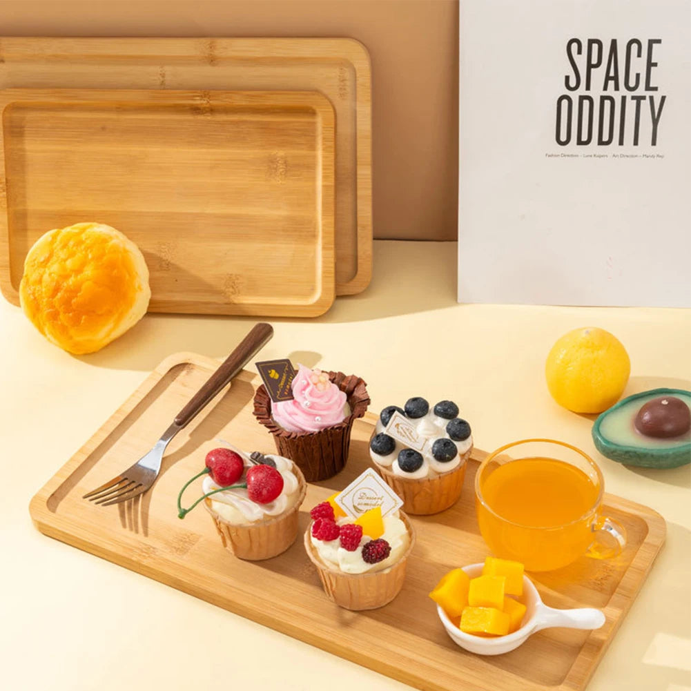 Bamboos Wood Rectangular Tea Tray Solid Wooden  Tray Tea Cups Trays Stand Tray For Kitchen Party Tea Bar Storage Tray Tableware