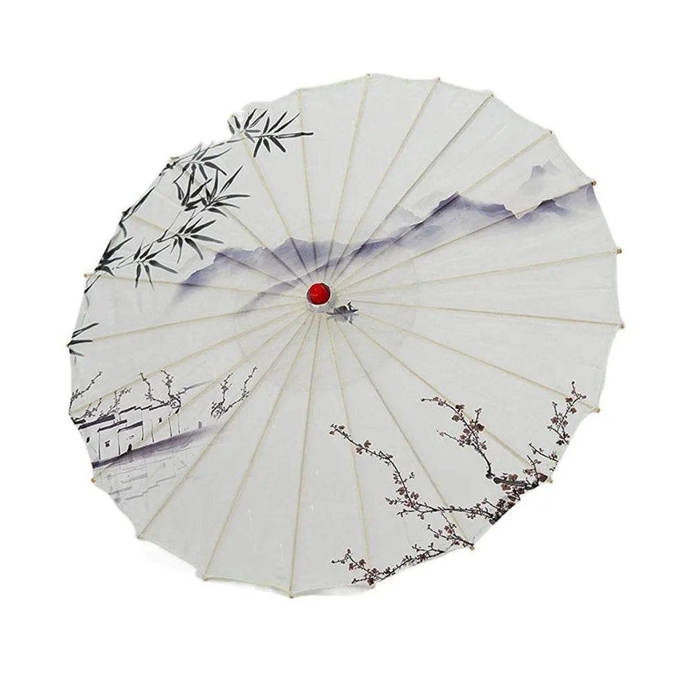 Bamboo Oil Paper Umbrella Chinese Style Handmade Hanfu Umbrella Rainproof Classical Ancient Dance Umbrella Photograph Prop