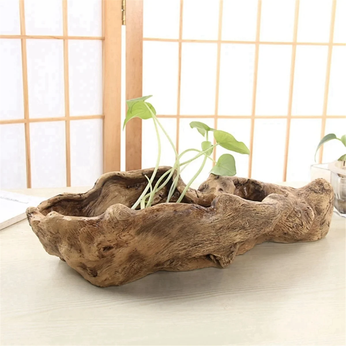 Wooden ornamentsPastoral Retro Landscape Flower Pot Resin Tree Stump Planter Artificial Driftwood Sculpture Rustic Succulent